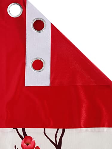 Image of Fashion String 2 Pieces Solid Patch 3D Tulip Eyelet Polyester Door Curtains - 7 Feet, Red