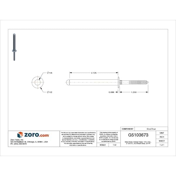 Rivet,Aluminum/Steel,PK25
