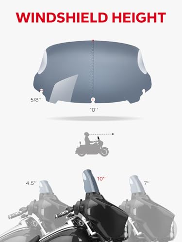 Image of Amazicha 10 inch Wave Windshield Windscreen Fit for 2014-2023 Harley Davidson Touring Street Glide, Electra Glide 2014-2022, Ultra Limited 2014-2024 and 14-later Tri Glide models (Except 23 FLHXSE),Tint