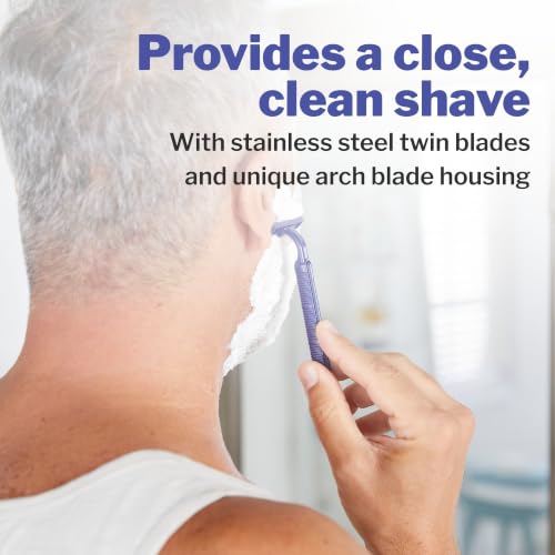 Image of McKesson Disposable Razors, Shaving Razor, Twin Blade, Stainless Steel Blade, Blue, 50 Count, 1 Pack