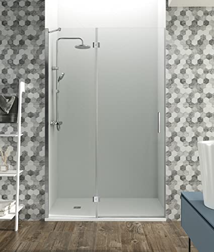 Mamparas de Ducha con Bisagras - GME modelo GLASS COMBI C - Fijo + Puerta Abatible - Perfilería Aluminio - Vidrio de 8/6 mm con Anti Cal (Rango 117-120 cm Fijo 50 cm + Puerta 70 cm)