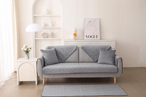 HOMETHREADS Cotton Abstract (Grey_C 3 Seater)