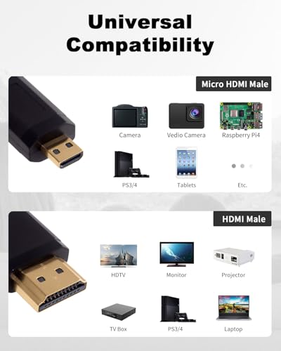 Image of Duttek 4K Micro HDMI to HDMI Coiled Cable 8FT /2.5M, Extreme Slim /Thin Micro HDMI Male to HDMI Male Coiled Cable for 1080P, 4K, 3D, and Audio Return Channel