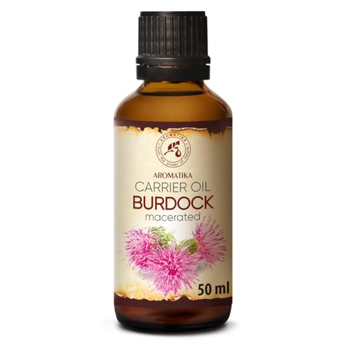 Aceite de Bardana 50ml - Arctium Lappa Root - 100% Puro & Natural - Mejor Aceite para el Cabello - Grandes para la Piel - Rostro - Cuidado Corporal - Botella de Vidrio - Aceite de Semilla de Bardana