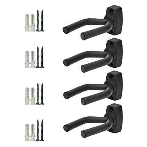Gun Racks Wall and Mount Shotgun Hook Rifle Hanger Gun Storage Display for Guitar, Rifles, Shotguns, Airsoft, Compound Bow (Black 4 Pack) Cover