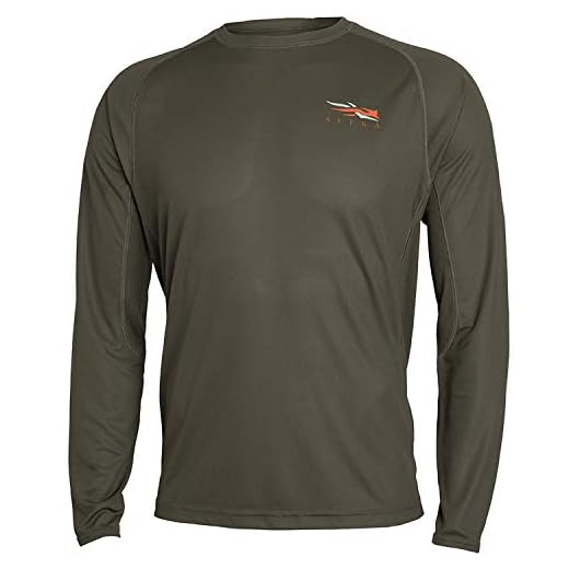 SITKA Core Lightweight Crew Long Sleeve - Lightweight Base Layer Hunting Shirt for Men, Pyrite, Large Tall