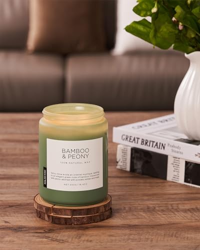 M&SENSE Bamboo Peony Spring Large Jar Candles for Home Scented 19.4 Ounces 110 Hour Long Lasting Burn, Natural Organic Soy Wax Gifts for Women, Fresh Smelling Aromatherapy Candle for Stress Relief - Image 6