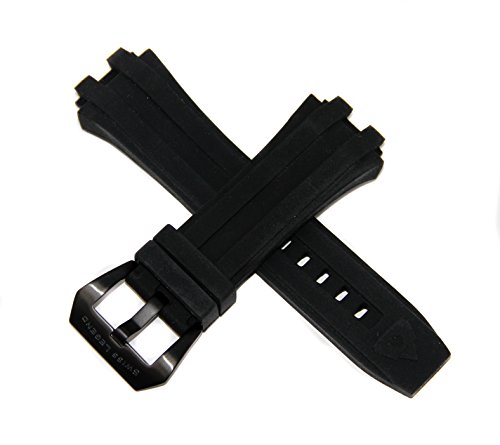 Swiss Legend 28MM Black Silicone Watch Strap Stainless Steel