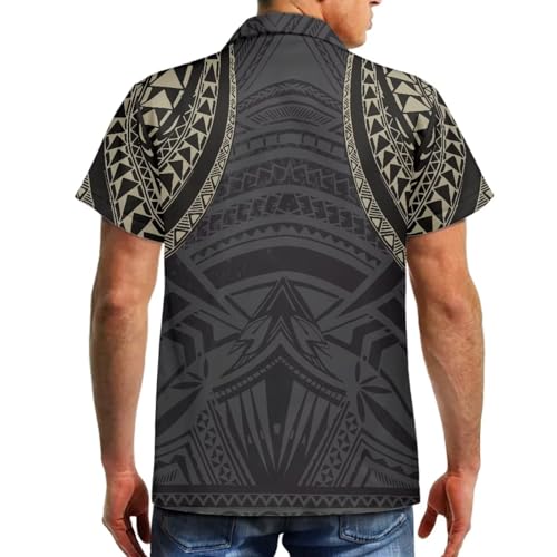 Summer Mens Short Sleeve Hawaiian Shirts Button Down 2025 Trendy Polynesian Prints Puletasi Samoan Tribal Apparel3