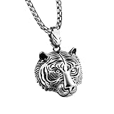 PAMTIER Collana Uomini Acciaio Inossidabile Collane Personalizzate Implicazione avanti con Il Vigore e la Vitalità della Tigre per Figlio Studenti d'Argento