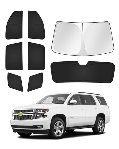Image of Canvcle Window Shades for 2015-2020 Chevrolet /Chevy Tahoe Accessories Windshield Sun Shade Side Rear Window Covers Sunshade Sun Visor Shield Privacy Protection for Camping Keep Vehicle Cool Black 8PCS