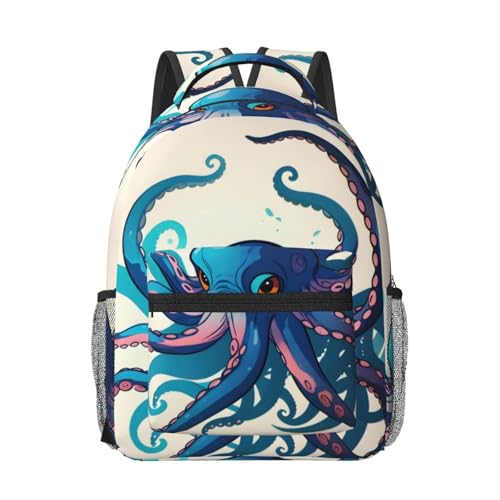 Sac à dos ordinateur portable imprimé pieuvre violet et noir pour voyage