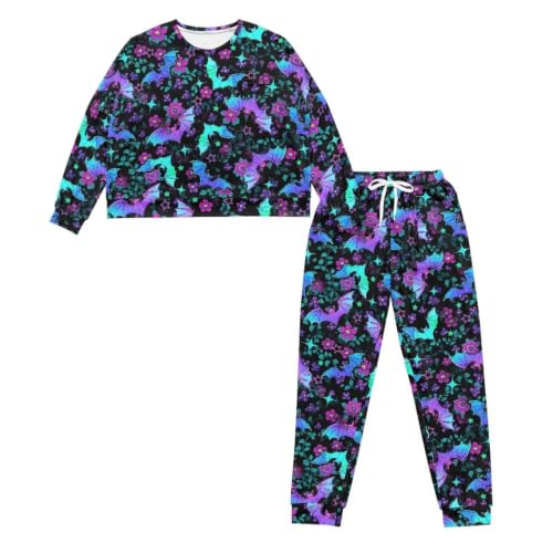 Image of Women's Pajamas Set Soft 2 Piece Loungewear Long Sleeve Pj Set | Matching Sleepwear, Crew Neck Top, Drawstring Jogger Pants with Pockets, Fall Pajama for Home, Sleep, Casual Wear, Plus Size