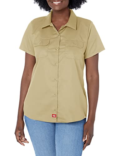 Dickies Women's Short-Sleeve Work Shirt, Khaki, X-Large