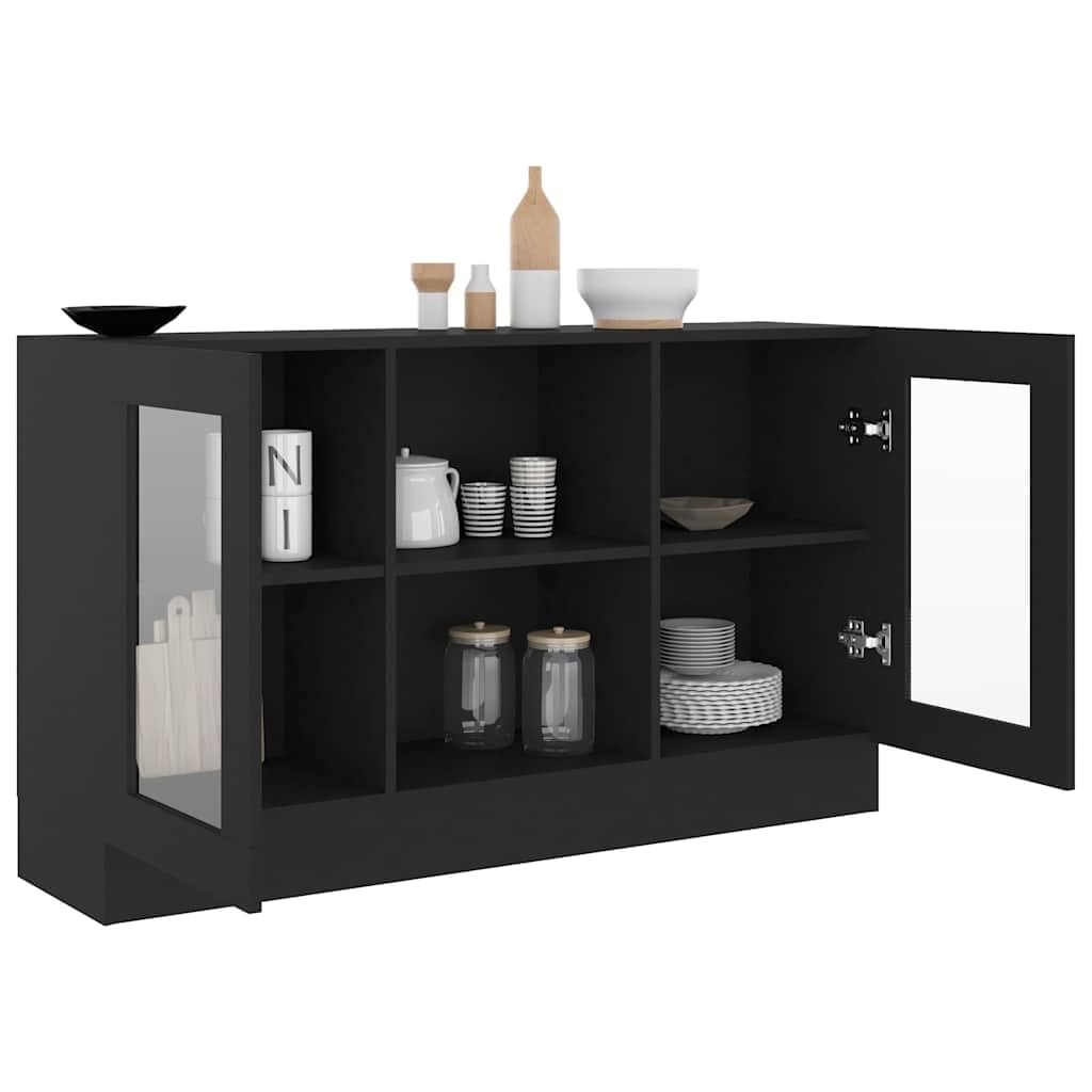 Hothingwell Armadio nero 120 cm, 2 ante in legno di ingegneria
