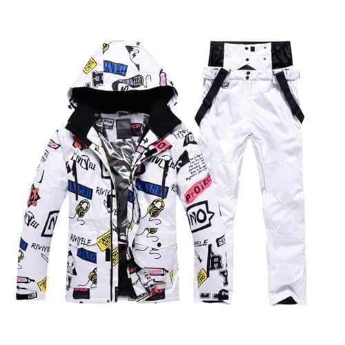 Isolante: questo set invernale da uomo con cappuccio e pantaloni con stampa graffiti, foderato con velluto morbido e confortevole di alta qualità, di tessuto a tre strati che aiuta a bloccare la temperatura corporea, mantenendoti al caldo in inverno freddo, tessuto resistente all'abrasione e non facile da indossare