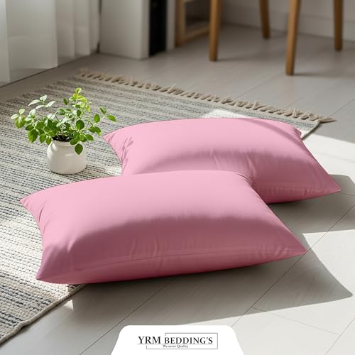 Image of YRM Bedding's - Egyptian Cotton 600TC Pillow Cover | Premium Pillowcases | Luxury Bedding-Export Collection | High Thread Count Durable & Breathable Covers - Light Pink | [19''x30''] Inches