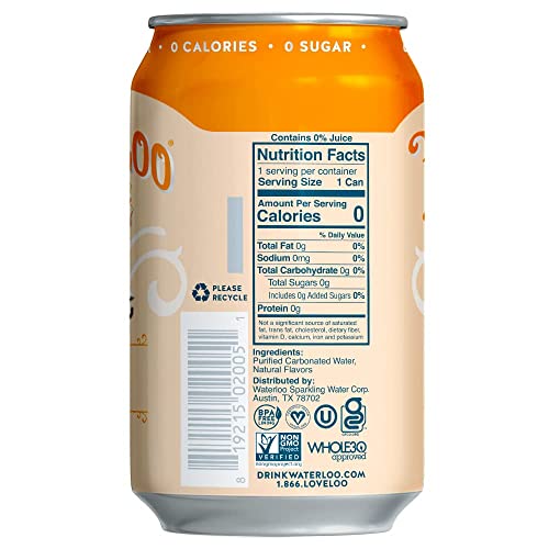Image of Waterloo Sparkling Water, Orange Vanilla Naturally Flavored, 12 Fl Oz (Pack of 24) | Zero Calories | Zero Sugar or Artificial Sweeteners | Zero Sodium