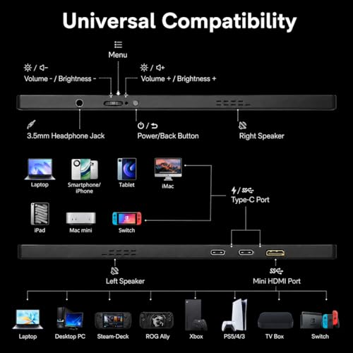 Image of 2.5K Portable Monitor + 1080P Ultral-Light Portable Monitor 15.6'' Exeternal Monitor for Laptop