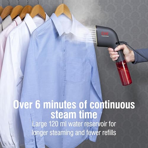 Image of CHI Collapsible Travel 2-in-1 Handheld Garment Steamer & Steam Iron | 1200 Watts, 120 ml Water Tank, 6 Minutes of Steam, Fast Heatup, 10 inch Cord, Black