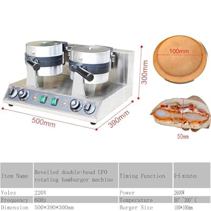 Burger-Maschine mit Antihaftbeschichtung, Burger-Waffeleisen 1300 W, Hamburger-Waffeleisen-Form, kommerzieller Panini-Press-Sandwichmaker, 50–300 °C Einstellbare Temperatur für den Gewerblichen(Double – Bild 5