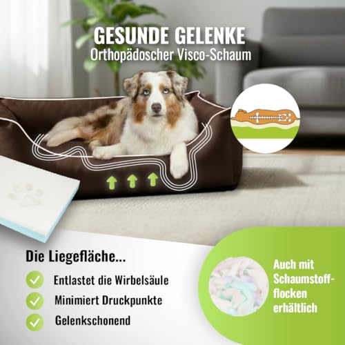 CopcoPet Hundebett kleine Hunde – Waschbares Hundekissen 【Wendebett】 Hundekorb aus Kunstleder - Formstabiles Hundesofa - Hundekörbchen mit erhöhten Rand, Dog Bed Dunkelbraun 70 x 55 cm