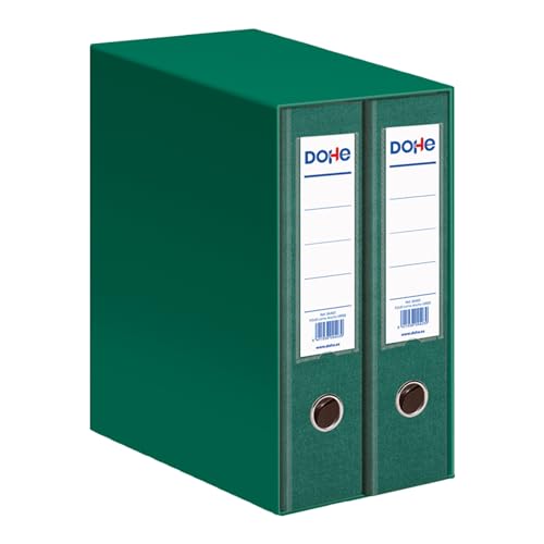 Dohe   Archivadores de Oficina 2 Anillas y Caja (2 uds.)   Con Palanca, Tamaño Folio y Lomo Ancho de 8 cm   Color Verde   Material de oficina