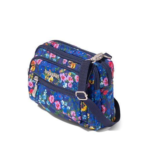 Image of Baggallini Triple Zip Small Crossbody Bag for Women - Lightweight Convertible Fanny Pack Belt Bag
