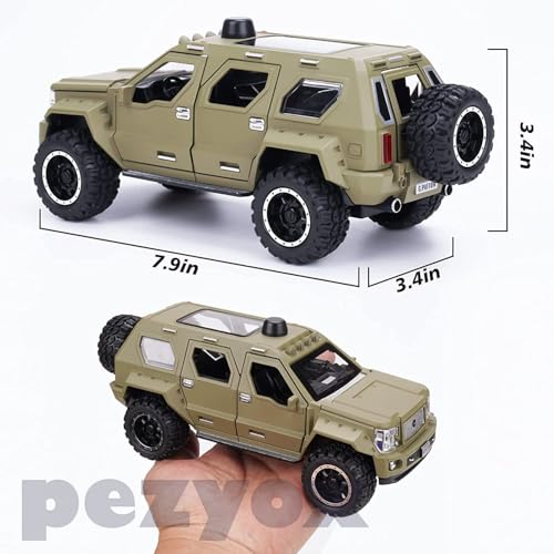 Image of 1 /24 Big G Patton Toy Car Metal Pull Back Diecast Car with Openable Door and Sound Light, Gifts Toys for Kids (Army Green)