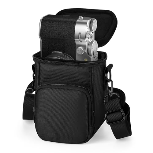 CaSZLUTION Travel Case for Fujifilm X100VI X100V X100F X100T X100S Digital Camera, Portable Storage With Belt Loop and Strap Compatible With Canon PowerShot V1Hybrid Camera, Black (Case Only)