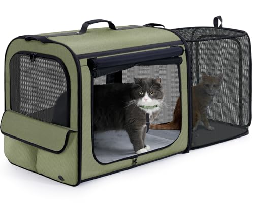 Pecute Caisse de Transport Extensible pour Chiens, Grand Sac de Transport pour Chiens et Chat,Cage de Voyage Pliable à côtés Souples pour Chien, Respirant...