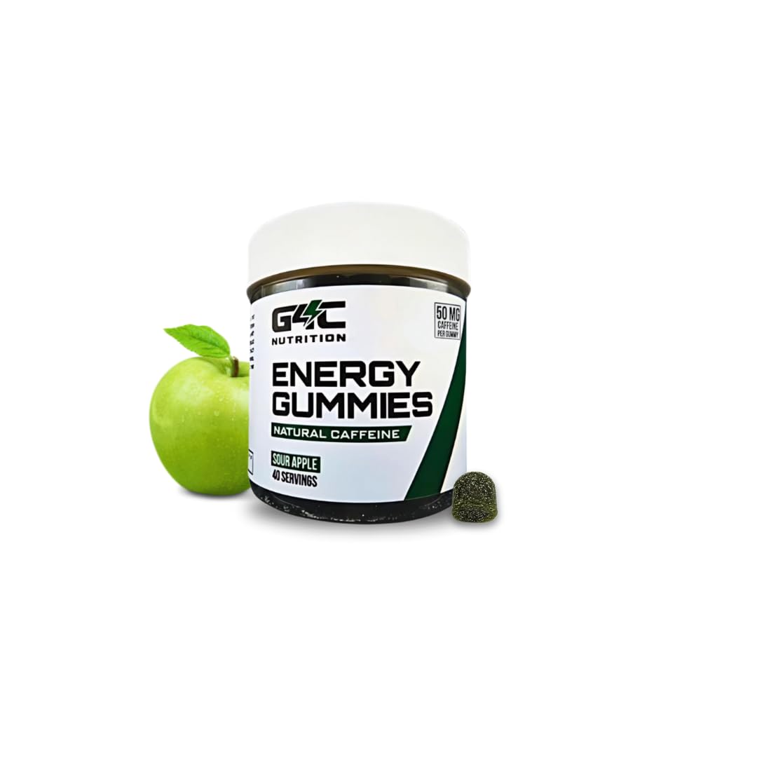G4C Energy Gummies, 50mg Natural Caffeine per Gummy, Organic Guayusa, Energy Gummies with Caffeine, Sour Apple Flavor (40ct)