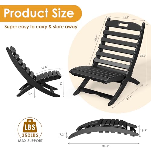 IVYLANE-Portable-Xavier-Chairs-Set-of-2-Folding-Adirondack-Chair-Wave-HDPE-Plastic-Black-All-Weather-Resistant-for-Outdoor-Fire-Pit-Patio-Lawn-Beach-Poolside