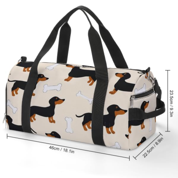 Fashion Overnight Luggage bag Travel Weekender Duffle Bag Sport Beach Yoga bag Compatible with Wiener Dog Doxie Dachshund Weiner Dog Pet Dogs2