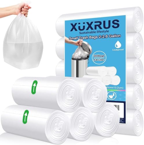 Müllbeutel 5Liter 200 Stück Transparent Abfallbeutel für Büro Haushalt und Bad - Reißfest & Flüssigkeitsdicht 5 Rollen
