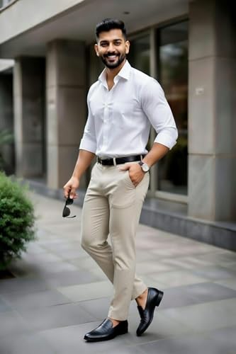 Image of Men's Formal Shirt and Trouser Combo Set | Slim Fit Stylish Office Wear | Premium Cotton Blend Shirt Pant Set for Men | Top & Bottom Clothing Set