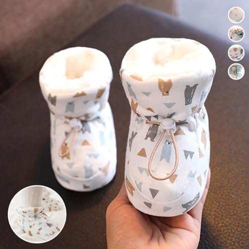 Warm Fur Baby Boots,Warm Cozy Fleece Baby Booties,Fur Baby Boots with Drawstring Infant Winter Boots3