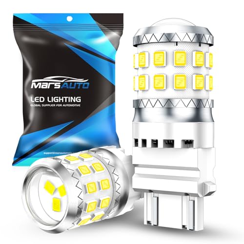 Image of Marsauto Upgraded 3157 3156 LED Reverse Light Bulbs, Tail Backup Parking DRL Brake Light with Projector for 3047 3457 3056 3057 Bulbs Replacement, 500% Brighter 27-SMD Xenon White 6000K Pack of 2