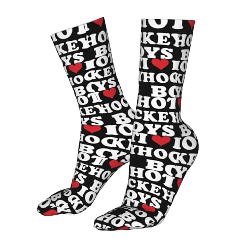 I Love Hot Hockey Boys Running Socks Breathable Round Neck Socks Sports Socks3