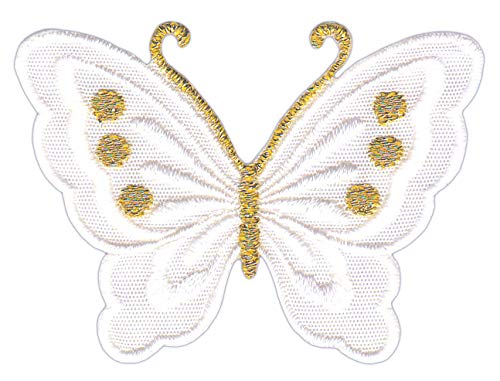 Bestellmich / Aufnäher Parche de Mariposas pequeñas, Color Blanco, tamaño 5,2 x 3,7 cm