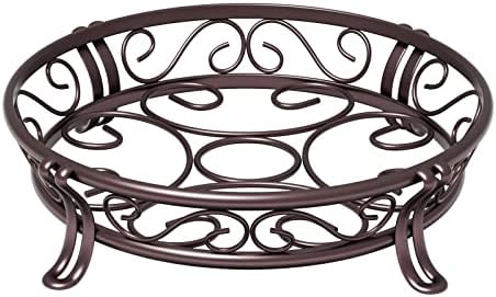 Yimobra Metal Plant Stand for Outdoor Indoor, Heavy Duty Flower Pots Holder Rustproof Wrought Iron Planter Stands Garden Round Supports Rack for Planter 9.5 Inches, Bronze Brown