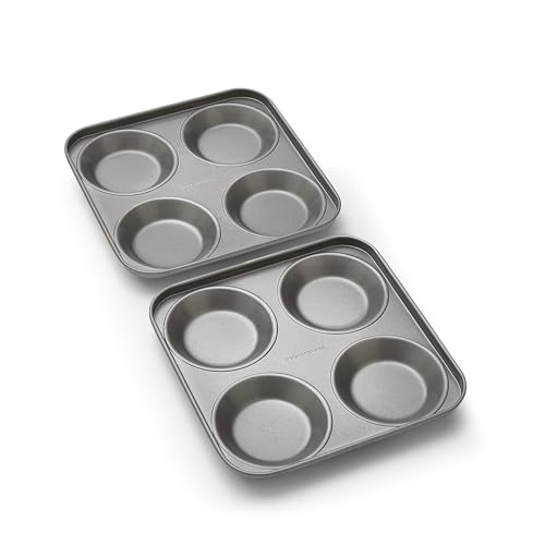 Morphy Richards 4 Cup Yorkshire Pudding Tray Set, Heavy Duty Carbon Steel | Non-Stick, Oven & Dishwasher Safe | Crisp & Fluffy Results | Ideal for Sunday Roasts | 849002