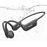 DOOGEE Bone Conduction IP68 Waterproof Swimming Headphones, 10H Battery Life Sports Running Wireless Bluetooth 5.4 Open Earphones with 32GB MP3 Dual Modes for Cycling, Underwater Swimming,Fitness grey