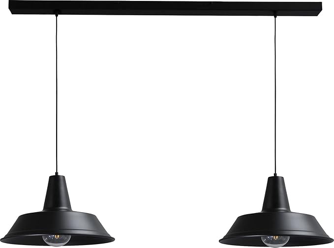 Licht-Erlebnisse Grote hanglamp zwart Ø45cm 2xE27 L: 130cm handwerk woonkamer keuken eettafel hanglamp