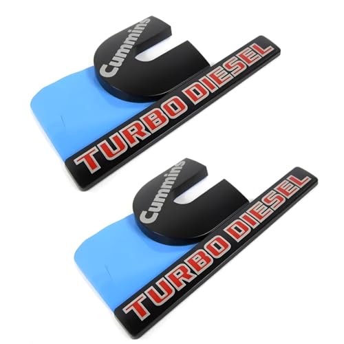 Image of Pair Set Compatible with Cummin Turbo Emblem 3D Fender Badges Nameplate for 2500 3500 (Black Red)