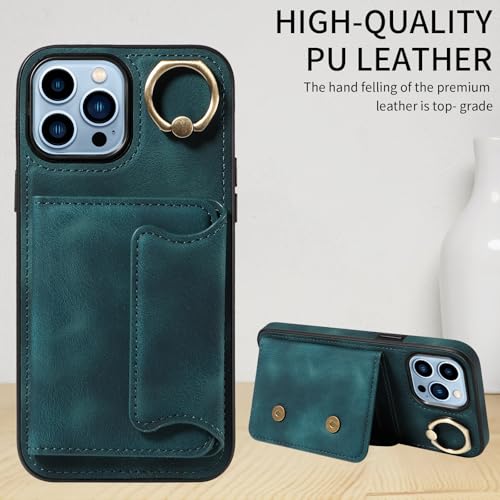 Étui en cuir synthétique iPhone 13 Pro Max chic avec anneau rotatif robuste - 3