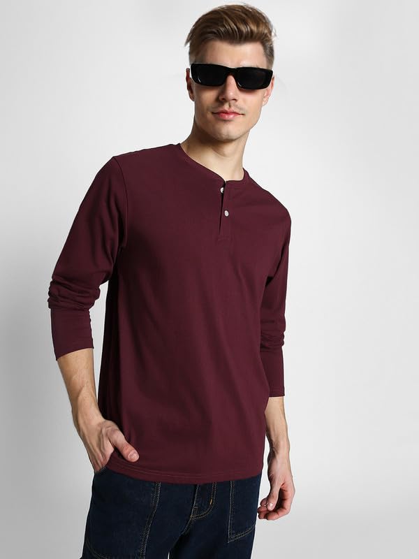 Image of Veirdo 100% Pure Cotton Regular Fit Solid Core Henley Neck Full Sleeve Multicolor T-Shirt Combo for Men & Boys (Pack of 3) (Sizes: S to 2XL)