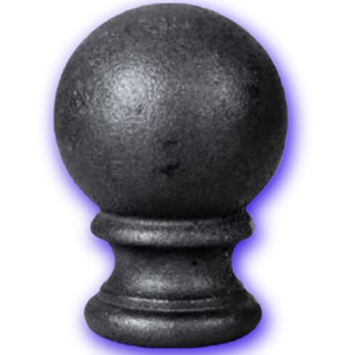 Déco fer Forgé- BOULE DE RAMPE ACIER -DECORATION ESCALIER- Diamètre 45 mm H 85 mm x 45 mm- Main Courante Acier- Petit Modèle Supports à Souder Embase Diamètre 45 mm- Usage Interieur Exterieur Robuste