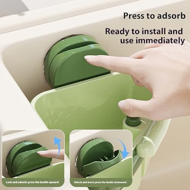 New Upgraded Suction Cup Press Sink Drainer Basket Plastic Sink Storage Rack Holder Triangular Sinks Basket Shelf Dishcloth Sponge Storage Rac For Kitchen Bathroom Dishware (2pack)