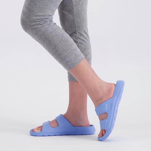 Image of Totes Kids Everywear Double Buckle Slide Sandals Lightweight Waterproof Slides with Textured Footbed